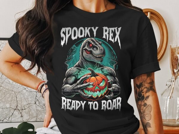 Scary Dinosaur Halloween T-Shirt, Spooky T-Rex Tee, Fun Magic Costume Dino Shirt, Hunter Witch Hour Madness Top, Trick-Or-Treat Night Party - Image 3