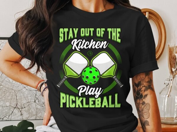Pickleball Schläger T-Shirt, Geschenk für Sportliebhaber, Humorvolles Bleib Aus Der Küche Fern Motiv, Lustiges Outdoor-Aktivität Team Shirt - Image 3