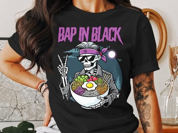 Anime Bibimbap Halloween T-Shirt, Koreanisches Essen Tee, Magisches Kostüm, Ramen MRE Zutaten Shirt, Wahnsinn Bowl Top, Gimbap Party - Image 3