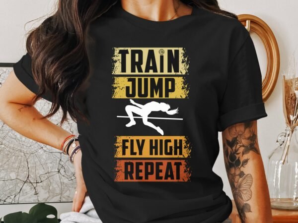 Lustiges T-Shirt fuer Sportliebhaber, Coole Geschenkidee fuer Turntrainer, Trainiere Springe Fliege Wiederholen Design - Image 3