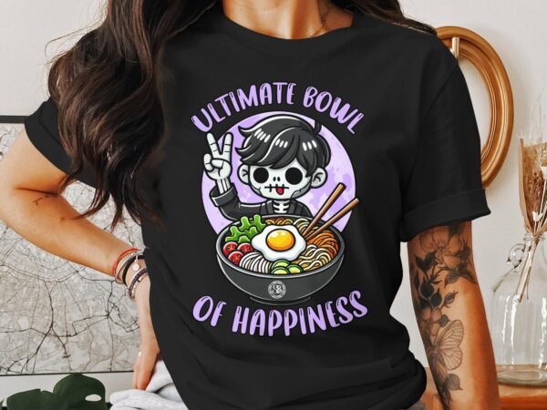 Anime Bibimbap Halloween T-Shirt, Koreanisches Essen Tee, Magisches Kostüm, Ramen MRE Zutaten Shirt, Wahnsinn Bowl Top, Gimbap Party - Image 3