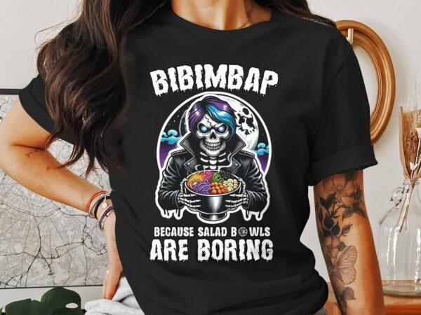 Anime Bibimbap Halloween T-Shirt, Koreanisches Essen Tee, Magisches Kostüm, Ramen MRE Zutaten Shirt, Wahnsinn Bowl Top, Gimbap Party - Image 3