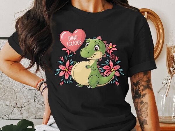 Kawaii Dino Babybauch T-Shirt Pregasaurus Schwangerschaft Verkünden Werdende Eltern Baby Magie Dino Print Mama Dinolicious Babyparty - Image 3