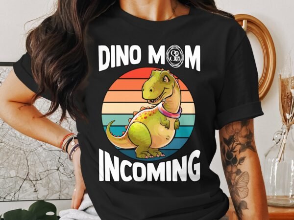 Dino T-Shirt Schwangerschaft Ankündigung Pregasaurus Look Eltern in Erwartung Dino Mom Baby Unterwegs Shirt für Schwangere Eltern - Image 3