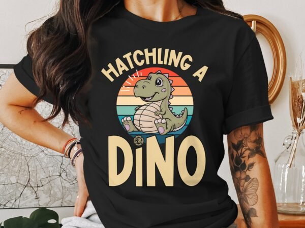 Schlüpfen Eines Dinos T-Shirt Schwangerschaft Ankündigung Pregasaurus Look Eltern in Erwartung Baby Unterwegs Shirt Babyparty Schwangere - Image 3