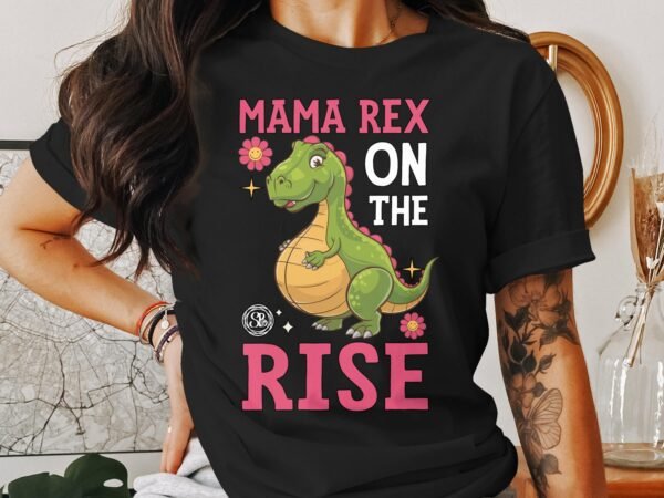 Mama Rex Pregasaurus Shirt Schwangerschaft Ankündigung Elternzeit Look Babybauch Mode Dino Print Mama T-Shirt Umstandsmode Babyparty - Image 3