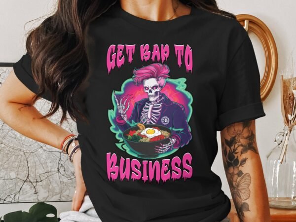 Anime Bibimbap Halloween T-Shirt, Koreanisches Essen Tee, Magisches Kostüm, Ramen MRE Zutaten Shirt, Wahnsinn Bowl Top, Gimbap Party - Image 3