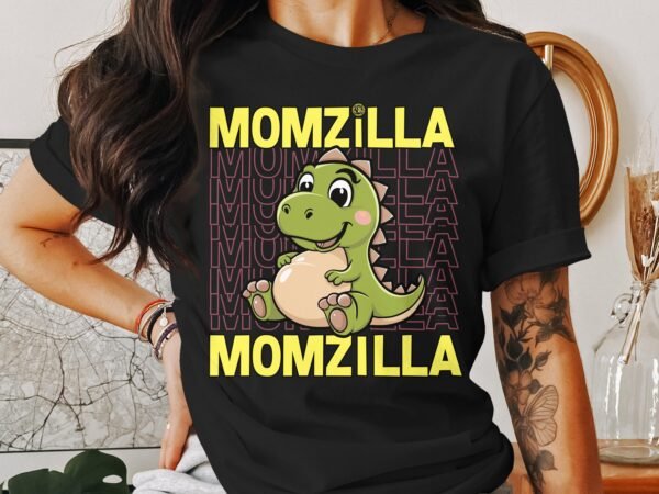 Momzilla Pregasaurus Mama Shirt Schwangerschaft Niedliches Cartoon Dino T-Shirt Schwangere Mutter Kleidung Babybauch Outfit Familie - Image 3