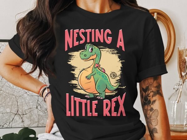 Cartoon Schwangerschaft T-Shirt Pregasaurus Babybauch Shirt Werdende Eltern Dino T-Shirt Muttertagsgeschenk Mama In Spe Outfit Babyparty Tee - Image 3