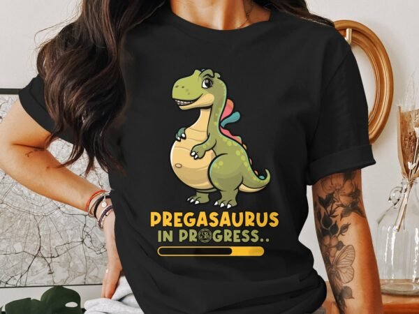 Schwangerschaftsankündigung T-Shirt Dinosaurier Mama Pregasaurus Babybauch T-Shirt Werdende Eltern Dino Shirt Mama Babyparty Kleidung - Image 3