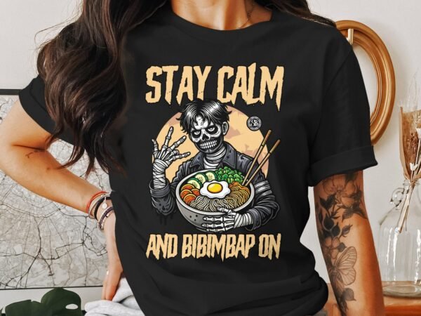 Anime Bibimbap Halloween T-Shirt, Koreanisches Essen Tee, Magisches Kostüm, Ramen MRE Zutaten Shirt, Wahnsinn Bowl Top, Gimbap Party - Image 3