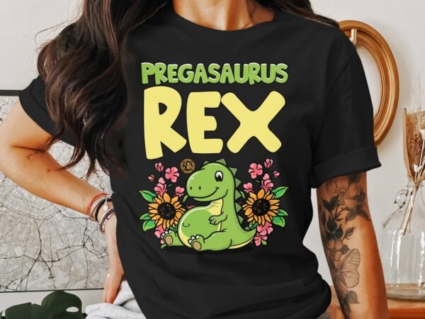 Pregasaurus Rex Shirt Schwangere Dinosaurier T-Shirts Baby Dino Shirts Werdende Mama T-Shirt Schwangerschaft Babyparty Familie - Image 3
