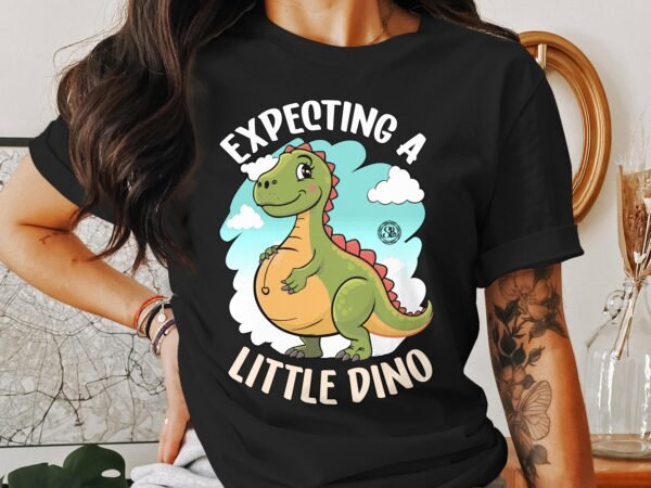 Erwarte Einen Kleinen Baby Dino T-Shirt Dinosaurier Eltern Liebe Pregasaurus T-Shirt Schwangerschaft Shirt Bald Mama Ankündigung Outfit - Image 3