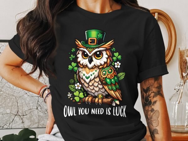 Grüne Eulen Shirt St. Patrick's Day Glück Eule Design Irland Eulen TShirt Irisches Festival St. Patrick's Day Nachteulen Tee - Image 3