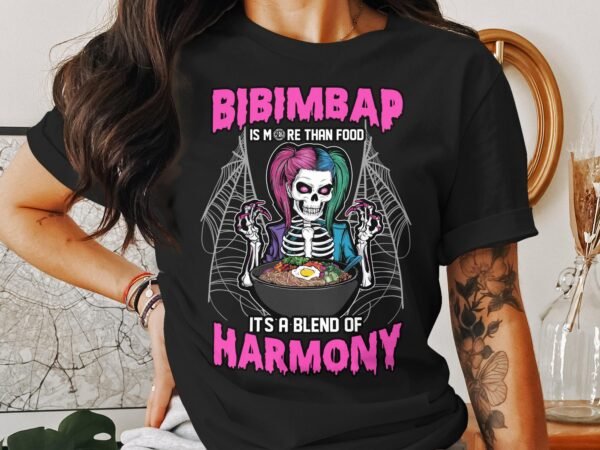 Anime Bibimbap Halloween T-Shirt, Koreanisches Essen Tee, Magisches Kostüm, Ramen MRE Zutaten Shirt, Wahnsinn Bowl Top, Gimbap Party - Image 3