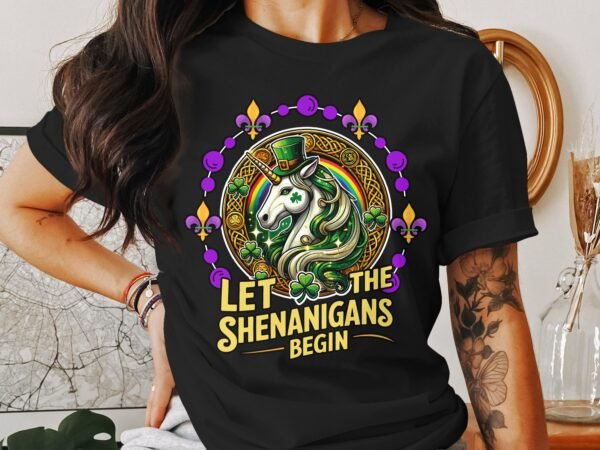 Saint Patricks Day Einhorn T-Shirt Regenbogen Kleeblatt Tee Mardi Gras Festival Outfit Irland Shirt Farbenfrohe Motiv Partykostüme - Image 3