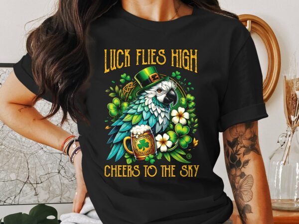 St. Patrick Papagei T-Shirt Glücksvogel Shirt Kleeblatt Design Bierliebhaber Aufdruck Tee Irisches St. Paddy Tee Outfit Blumen Vogel - Image 3