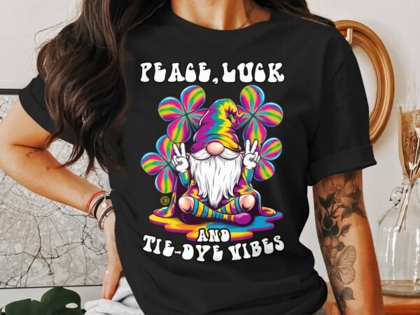Friedensglück mit Batikschwingungen Shirt, lustiger Gnom T-Shirt, Hippie Kostüm Humor, farbenfrohes Gnom Shirt, positives Vibe Shirt - Image 3