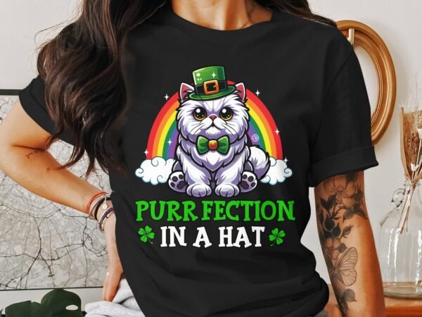 Lustiger St. Patricks Day Katzen T-Shirt, Perfekte Katze in einem Hut, Niedliches St. Patricks Day Tier T-Shirt, Welthundetag Geschenkidee - Image 3