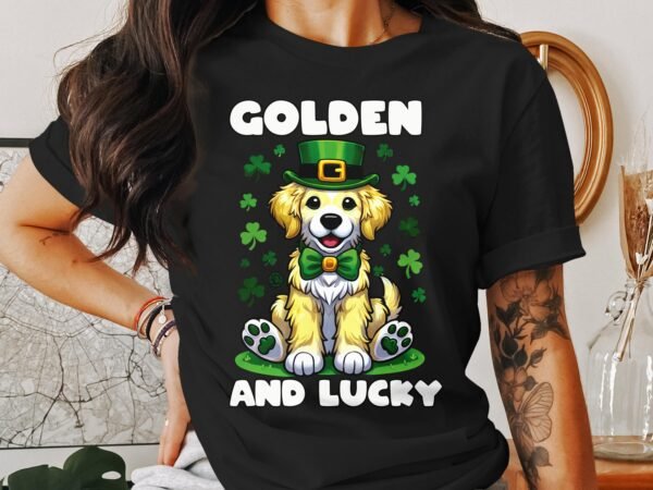 St. Patrick's Day Hund Shirt, Lustiger St. Patrick's Tag Golden Retriever, Golden und Lucky Hundeshirt, Hunde Klee T-Shirt - Image 3