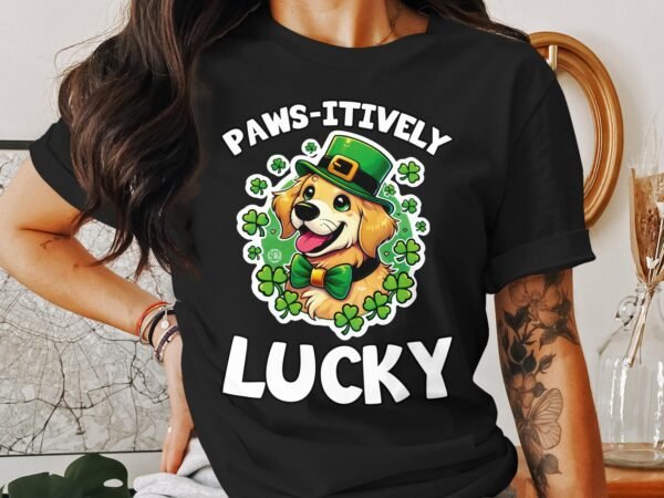 Lustiger Hund St. Patrick's Day Shirt, Paws-itively Lucky, T-Shirts für Tierliebhaber, Glücksklee Hund, Animal Lovers T-Shirt - Image 3
