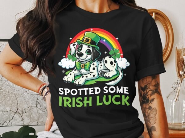 Lustiges Hund T-Shirt, St. Patrick's Day Dalmatiner Shirt, Irischer Glücksbringer, Tierliebhaber Kleeblatt, Buntes Hundemotiv - Image 3