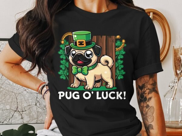 St. Patricks Day Shirt, Lustige Hund Katze Shirt, Glück Spug Shirt, Pug O' Luck, Irish Tier Shirt, Kleeblatt Tier T-Shirt - Image 3