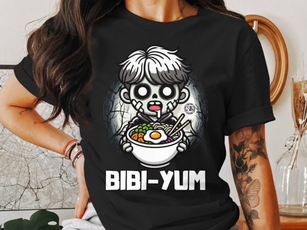 Anime Bibimbap Halloween T-Shirt, Koreanisches Essen Tee, Magisches Kostüm, Ramen MRE Zutaten Shirt, Wahnsinn Bowl Top, Gimbap Party - Image 3