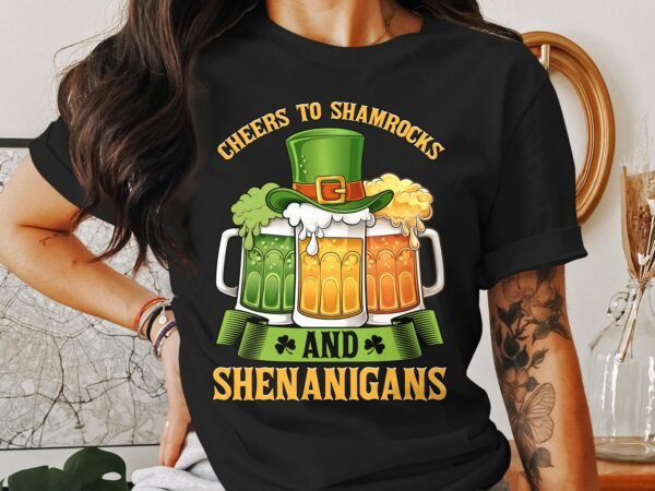 Cheers to Shamrocks and Shenanigans T-Shirt, Lustiges Party-Shirt, St. Patrick's Day, Irisches Bierhemd, Irland Feiertag - Image 3
