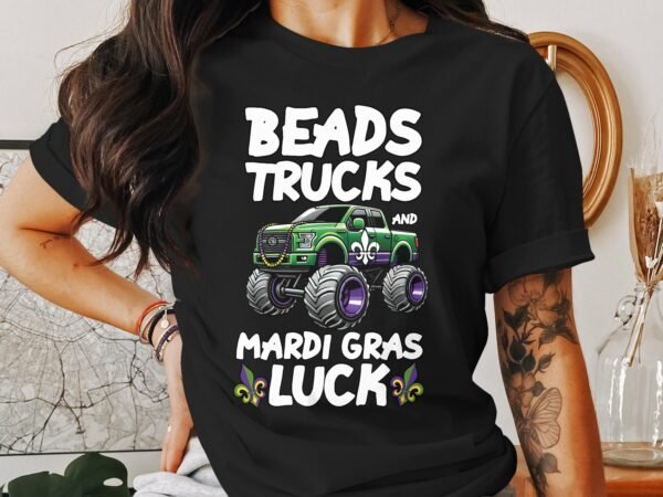 Lustige St. Patrick's Day T-Shirt, Mardi Gras und St. Patrick's Day, Beads Trucks Mardi Gras Luck T-Shirt, perfekte Party Kleidung - Image 3