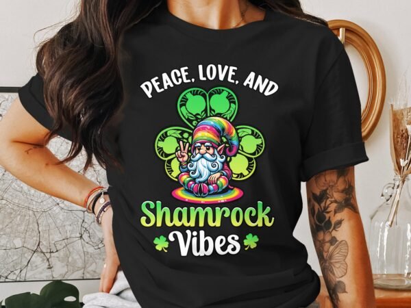 Irischer Zwerg T-Shirt, Frieden Liebe und Kleeblatt Vibes, Lustige St Patrick's Day Kleidung, Geschenk für Irland Fans - Image 3