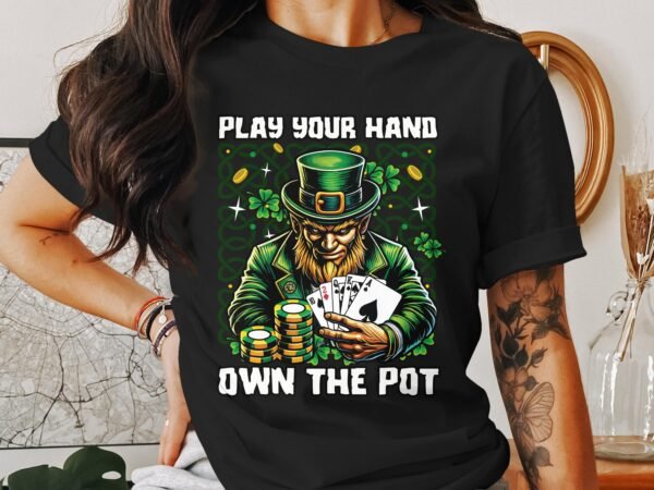 St. Patricks Day T Shirt, Poker Casino Shirt, Irish Leprechaun Playing Cards, Luck of the Irish Tee, Poker Gift for Him - Image 3
