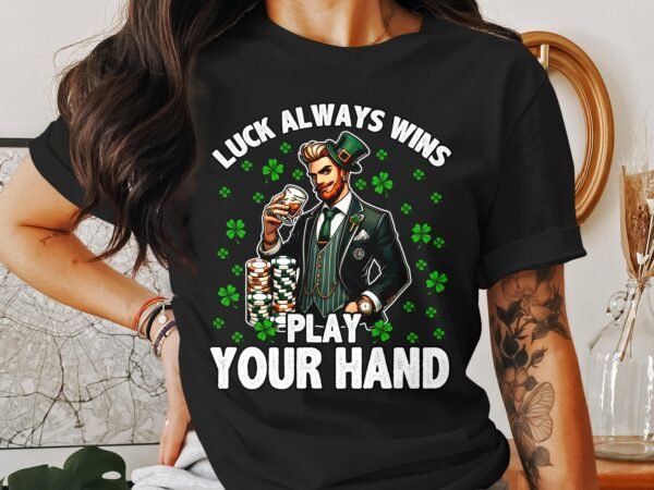 St. Patricks Day Poker T Shirt, Casino Spieler Mens Tee, Lustige Glücksbringer Grafik, Spielkarten Design TShirt, Lustige Geschenkidee - Image 3