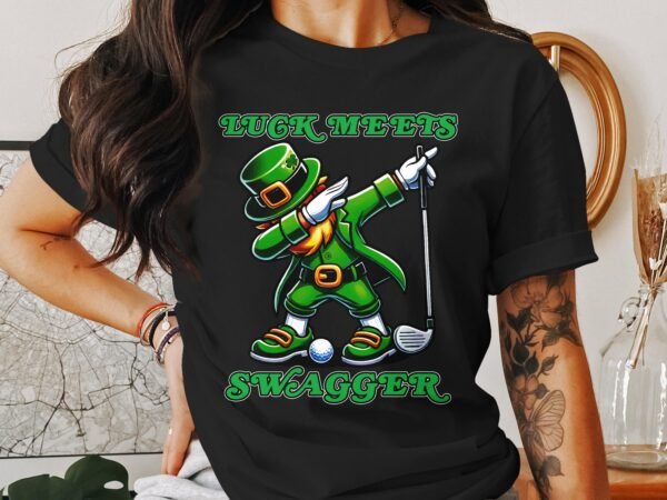 St. Patricks Day Golf T-Shirt, Lustiger Leprechaun Dab, Glück trifft Swagger, Golfspieler Geschenk, Irisches Golfen Shirt, Feiertag - Image 2