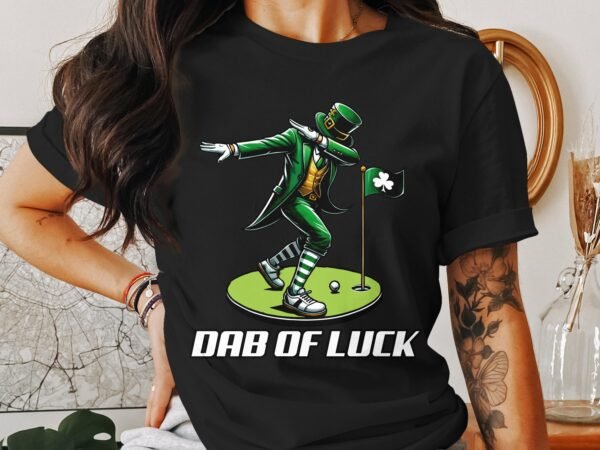 Lustiges St. Patricks Day Golf T-Shirt, Dab of Luck Design, Geschenkidee für Golfer, Dabbin Leprechaun, Ei Golfliebhaber - Image 2