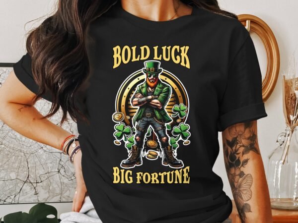 Bold Luck Big Fortune T-Shirt, Herren T-Shirt mit irischem Design, Lustige Glückskleeblatt Grafik, Glückstheme Shirt - Image 2
