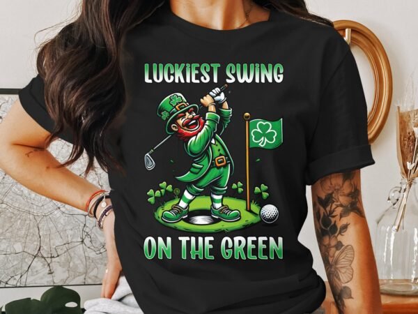 Glücklichster Schwung auf dem Grün, Lustiges Golf T-Shirt, St. Patrick's Day Geschenk Tee, Irisches Golfspiel, Shamrock Golf Shirt - Image 2