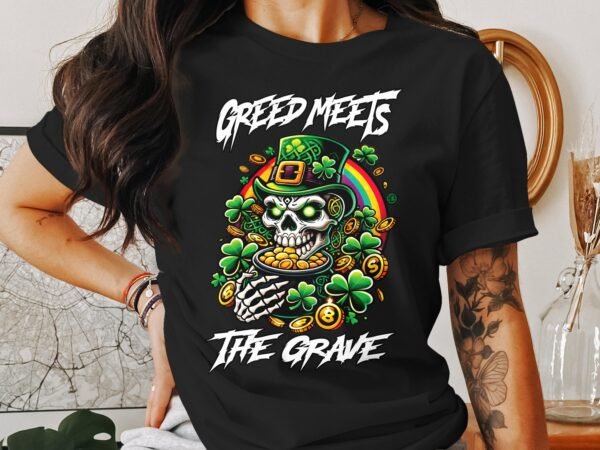 Halloween Skull T-Shirt, Comic Skull T-Shirt, Grusel Totenkopf Shirt, Lustiger Schadel T-Shirt, St Patrick's Day T-Shirt - Image 2