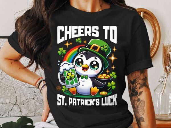 Lustiges Pinguin St Patricks T-Shirt, Irisches Festival Shirt, Niedlicher Tierfreund, Glück Kleeblatt, Bier T-Shirt - Image 2