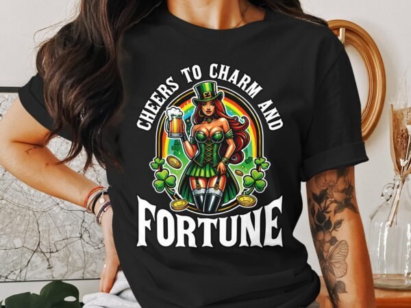 Lustiger St. Patrick's Day T-Shirt, Grüße zu Charme und Glück, Irisches Glücksshirt, Bier und Koboldmotiv, Festivalbekleidung - Image 2