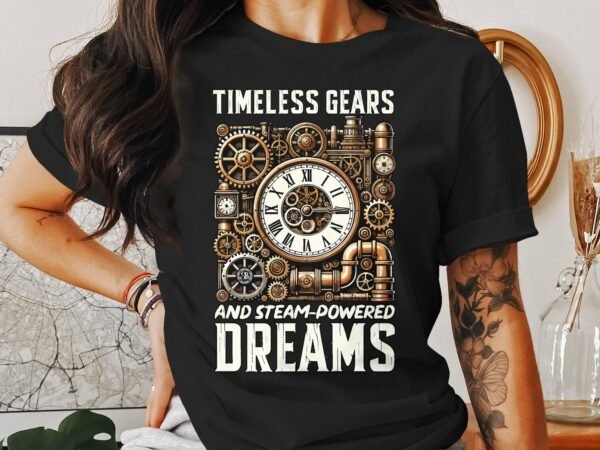 Vintage Futuristisches Steampunk T-Shirt, Retro Fantasiewelt Kostüm, Retro Dampfantrieb Shirt, Industriell Viktorianisches Top, Zahnrad Tee - Image 3