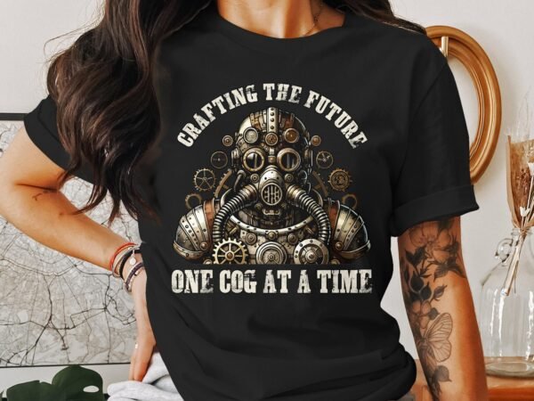 Vintage Futuristisches Steampunk T-Shirt, Retro Fantasiewelt Kostüm, Retro Dampfantrieb Shirt, Industriell Viktorianisches Top, Zahnrad Tee - Image 3