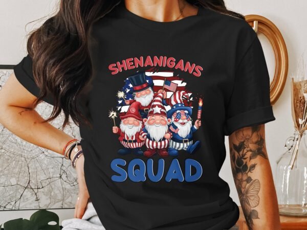 Nationalfeiertag T-Shirt USA 4 Juli Outfit Veteran Patrioten Zwergen Gruppe Shirt Freiheit Style Merica Gnome Design Freiheitsstatue Stolz - Image 3