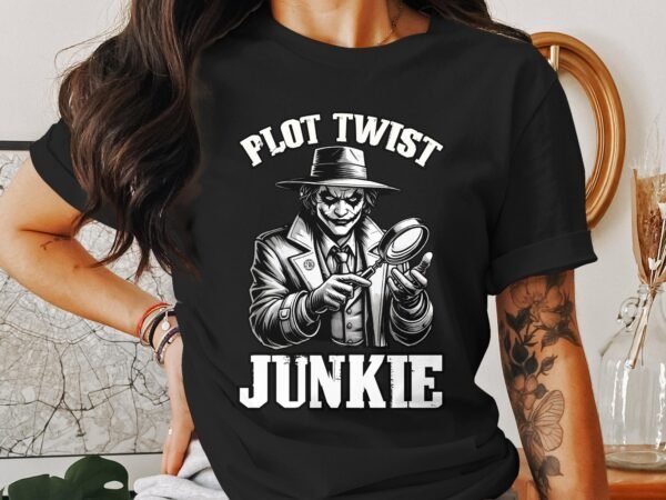 Buch Junkie True Crime T-Shirt, Mystische Horror Geschichten für Krimi Fans Tee, Rätsel Verdächtiger Detektiv Top, Joker Ermittlungen Shirt - Image 3
