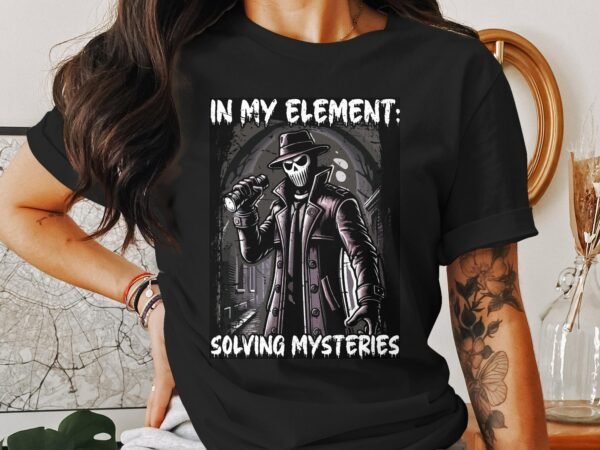Kriminalfälle True Crime T-Shirt, Mystisches Lösen von Horror Geschichten für Krimifans Tee, Maskiertes Detektiv Top, Ermittlungen Shirt - Image 3