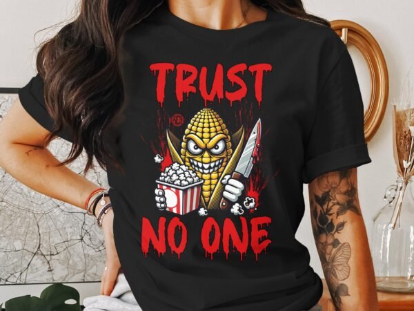 Kriminalfälle True Crime T-Shirt, Mystischer Horror Blut Kinofilm für Krimi Fans Tee, Mais Popcorn Verbrecher Top, Kein Vertrauen Shirt - Image 3