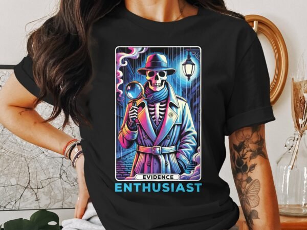 Kriminalfälle Tarot Karten T-Shirt, Mystische Tarotkarten für Krimi Fans Tee, Esoterik Kartenlegen Detektiv Top, Tarotdeck Wahrsager Shirt - Image 3