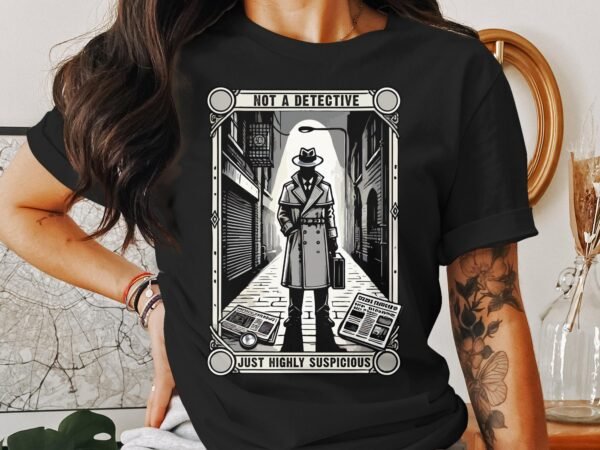 Kriminalfälle Tarot Karten T-Shirt, Mystische Tarotkarten für Krimi Fans Tee, Esoterik Kartenlegen Detektiv Top, Tarotdeck Wahrsager Shirt - Image 3