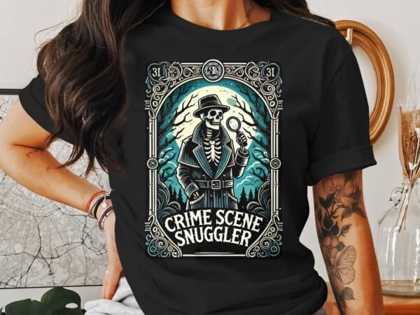 Kriminalfälle Tarot Karten T-Shirt, Mystische Tarotkarten für Krimi Fans Tee, Esoterik Kartenlegen Detektiv Top, Tarotdeck Wahrsager Shirt - Image 3