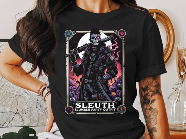 Kriminalfälle Tarot Karten T-Shirt, Mystische Tarotkarten für Krimi Fans Tee, Esoterik Kartenlegen Detektiv Top, Tarotdeck Wahrsager Shirt - Image 3